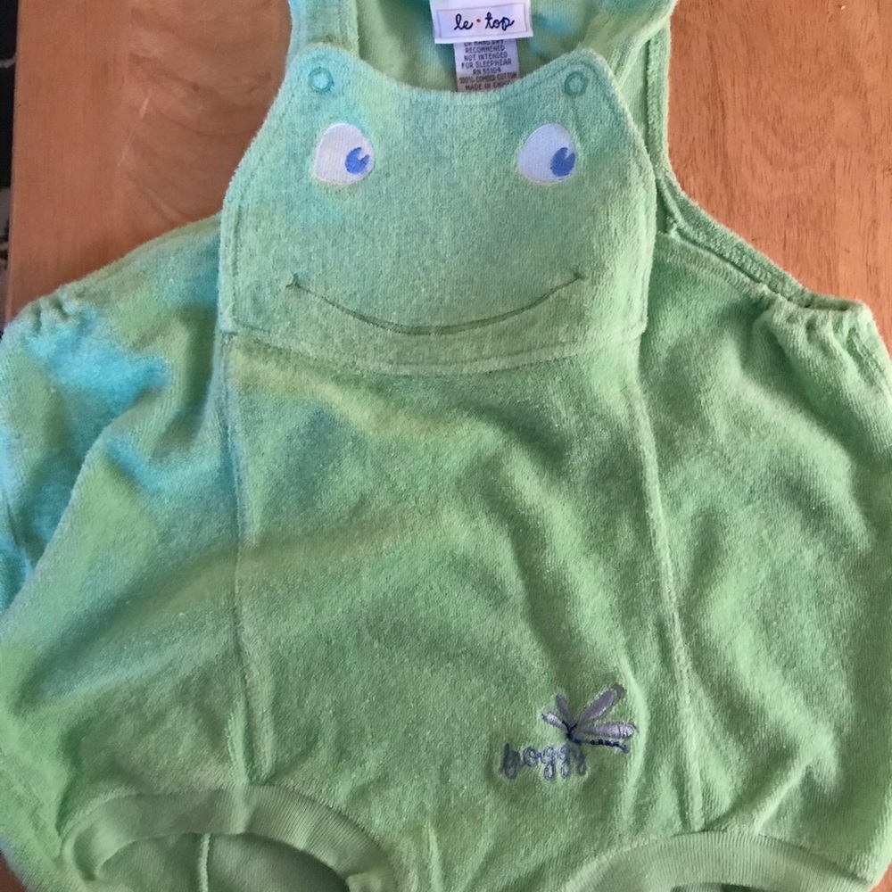 Le Top 24m Terry knit frog romper suit